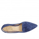 ﻿Woman's pointy mocassin in blue suede heel 2 - Available sizes:  32, 33, 34, 42, 43, 44, 45, 46