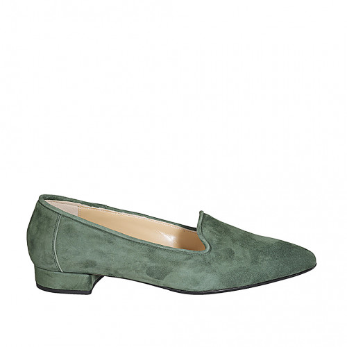 Mocassino a punta da donna in camoscio verde tacco 2 - Misure disponibili: 32, 42, 43, 44, 45, 46