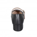 Woman's Mary Jane with rounded tip and strap in black and brown leather heel 3 - Available sizes:  33, 44, 46