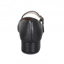 Woman's Mary Jane with rounded tip and strap in black leather heel 3 - Available sizes:  32