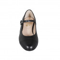 Zapato Mary Jane para mujer con punta redonda y cinturon en piel negra tacon 3 - Tallas disponibles:  32, 33, 42, 43, 44