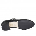 Zapato Mary Jane para mujer con punta redonda y cinturon en piel negra tacon 3 - Tallas disponibles:  32, 33, 42, 43, 44