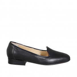 Woman's mocassin in black leather heel 2 - Available sizes:  32, 42, 43, 44