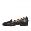 Mocassin en cuir noir pour femmes talon 2 - Pointures disponibles:  32, 33, 34, 42, 43, 44, 45, 46