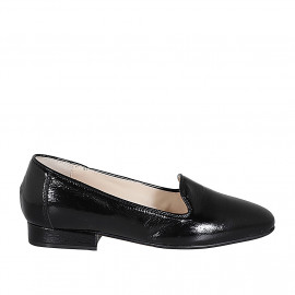 Woman's loafer in black patent leather heel 2 - Available sizes:  32, 33, 42, 43