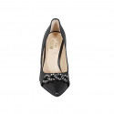 Woman's pump with chain and rhinestones in black leather heel 9 - Available sizes:  31, 32, 33, 34, 35, 46