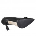 Zapato de salon para mujer en piel negra con cadena y estras tacon 9 - Tallas disponibles:  31, 32, 33, 34, 35, 42, 43, 44, 45, 46, 47