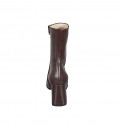 Botin para mujer con cremallera en piel marron tacon 7 - Tallas disponibles:  32, 43