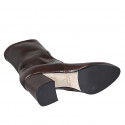 Stivaletto da donna con cerniera in pelle marrone tacco 7 - Misure disponibili: 32, 33, 34, 43, 44, 45, 46