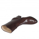 Stivaletto da donna con cerniera in pelle marrone tacco 7 - Misure disponibili: 32, 33, 34, 43, 44, 45, 46