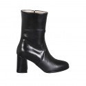 Botines para mujer con cremallera en piel negra tacon 7 - Tallas disponibles:  32, 43, 45