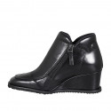 Stivaletto da donna in pelle nera con cerniere zeppa 6 - Misure disponibili: 32, 33, 34