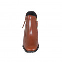 Botines para mujer en piel cognac con cremalleras cuña 6 - Tallas disponibles:  32