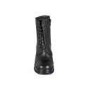 Woman's laced ankle boot with zipper, captoe and platform in black leather heel 8 - Available sizes:  32