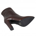 Woman's pointy ankle boot with zipper in dark brown leather heel 10 - Available sizes:  33, 34, 42, 43, 44