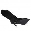 Woman's pointy boot in black suede with zipper heel 10 - Available sizes:  32, 33, 42, 43, 45, 47