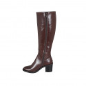 Bottes pour femmes en cuir marron avec fermeture éclair talon 6 - Pointures disponibles:  32, 34, 42, 44, 47