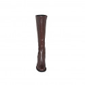 Woman's boot in brown leather with zipper heel 6 - Available sizes:  32, 34, 42, 44, 47