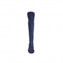 Woman's knee-high boot in blue suede and elastic material heel 3 - Available sizes:  34, 42, 43