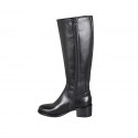 Woman's boot with elastic and zipper in black leather with heel 5 - Available sizes:  32, 33, 44, 45