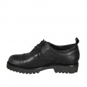 Scarpa Oxford stringata da donna in pelle nera con puntale tacco 3 - Misure disponibili: 33, 43, 45