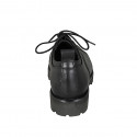 Scarpa Oxford stringata da donna in pelle nera con puntale tacco 3 - Misure disponibili: 33, 43, 45