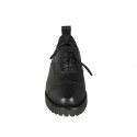 Scarpa Oxford stringata da donna in pelle nera con puntale tacco 3 - Misure disponibili: 33, 43, 45