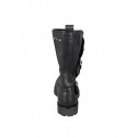 Botin para mujer con tachuelas y hebillas en piel negra tacon 3 - Tallas disponibles:  33, 43, 45