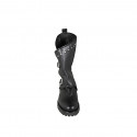 Stivaletto da donna con borchie e fibbie in pelle nera tacco 3 - Misure disponibili: 33, 34, 42, 43, 44, 45