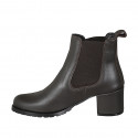 Woman's ankle boot in dark brown leather with elastic bands heel 5 - Available sizes:  32, 33, 34, 35, 42, 43, 44, 45