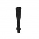 Woman's knee-high boot in black suede and elastic material with zipper heel 5 - Available sizes:  32, 33, 34, 35, 43, 44