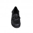 Woman's loafer in black leather with chain heel 6 - Available sizes:  32, 33, 34, 35, 42, 43, 44, 45