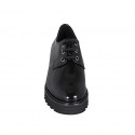 Zapato derby con cordones para mujer en piel cepillada negra tacon 4 - Tallas disponibles:  32, 33, 34, 35, 42, 43, 44, 45