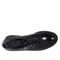 Zapato derby con cordones para mujer en piel cepillada negra tacon 4 - Tallas disponibles:  32, 33, 34, 35, 42, 43, 44, 45