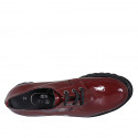 Woman's laced derby shoe in maroon patent leather heel 4 - Available sizes:  32, 33, 42, 44, 45