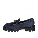 Mocassin pour femmes avec chaine en daim bleu talon 4 - Pointures disponibles:  32, 45