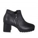 Botines para mujer en piel negra con cremalleras tacon 6 - Tallas disponibles:  33, 43, 45