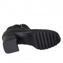 Botines para mujer en piel negra con cremalleras tacon 6 - Tallas disponibles:  33, 43, 45