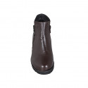 Botines para mujer en piel marron con cremalleras tacon 6 - Tallas disponibles:  32, 33, 34, 35, 42, 43, 44, 45