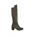 Stivale da donna in camoscio ed elasticizzato verde con mezza cerniera tacco 6 - Misure disponibili: 32, 33, 42, 43, 44, 45, 47