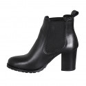 Bottines pour femmes en cuir noir avec élastiques talon 7 - Pointures disponibles:  32, 33, 34, 35, 42, 43, 44, 45