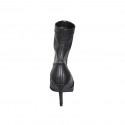 Woman's pointy ankle boot in black leather and elastic material 7 - Available sizes:  32, 33, 34, 42, 43, 44, 45, 46, 47