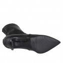 Stivaletto a punta da donna in pelle ed elasticizzato nero tacco 7 - Misure disponibili: 32, 33, 34, 42, 43, 44, 45, 46, 47