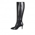 Bota a punta para mujer en piel negra con cremallera tacon 7 - Tallas disponibles:  33, 34, 43, 44, 46