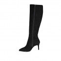 Botas a punta en gamuza negra para mujer tacon 7 - Tallas disponibles:  32, 33, 34, 42, 43, 44, 45, 47