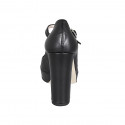 Woman's Mary Jane pump with strap and platform in black leather heel 11 - Available sizes:  31, 34, 35, 42, 43, 46