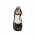 Woman's Mary Jane with strap and platform in black leather heel 11 - Available sizes:  31, 34, 35