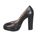 Escarpin pour femmes avec plateforme en cuir noir avec talon 11 - Pointures disponibles:  31, 32, 33, 34, 35, 45, 46