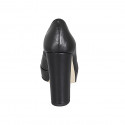 Woman's platform pump in black leather with heel 11 - Available sizes:  31, 32, 33, 34, 35, 45, 46