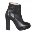 Botines con cremallera para mujeres con plataforma en piel de color negro tacon 11 - Tallas disponibles:  31, 33, 35, 42, 43, 46